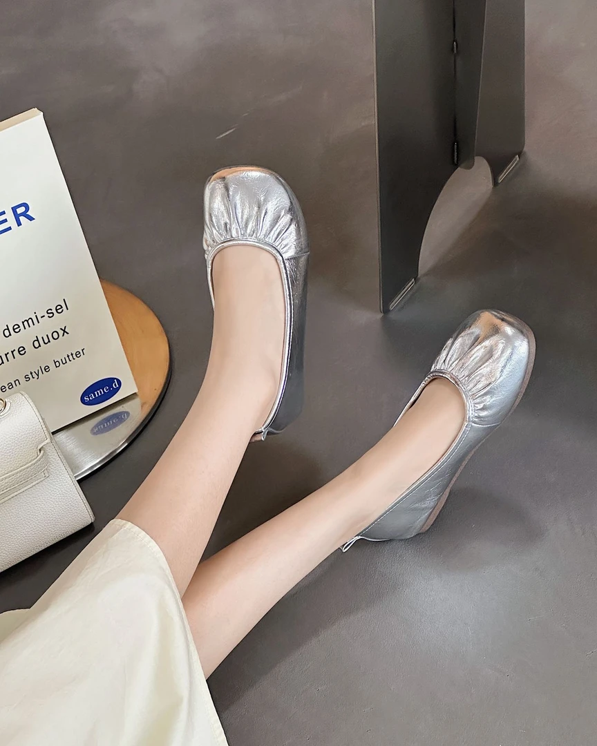 6688-3平底纯色浅口单鞋女鞋百搭高质感