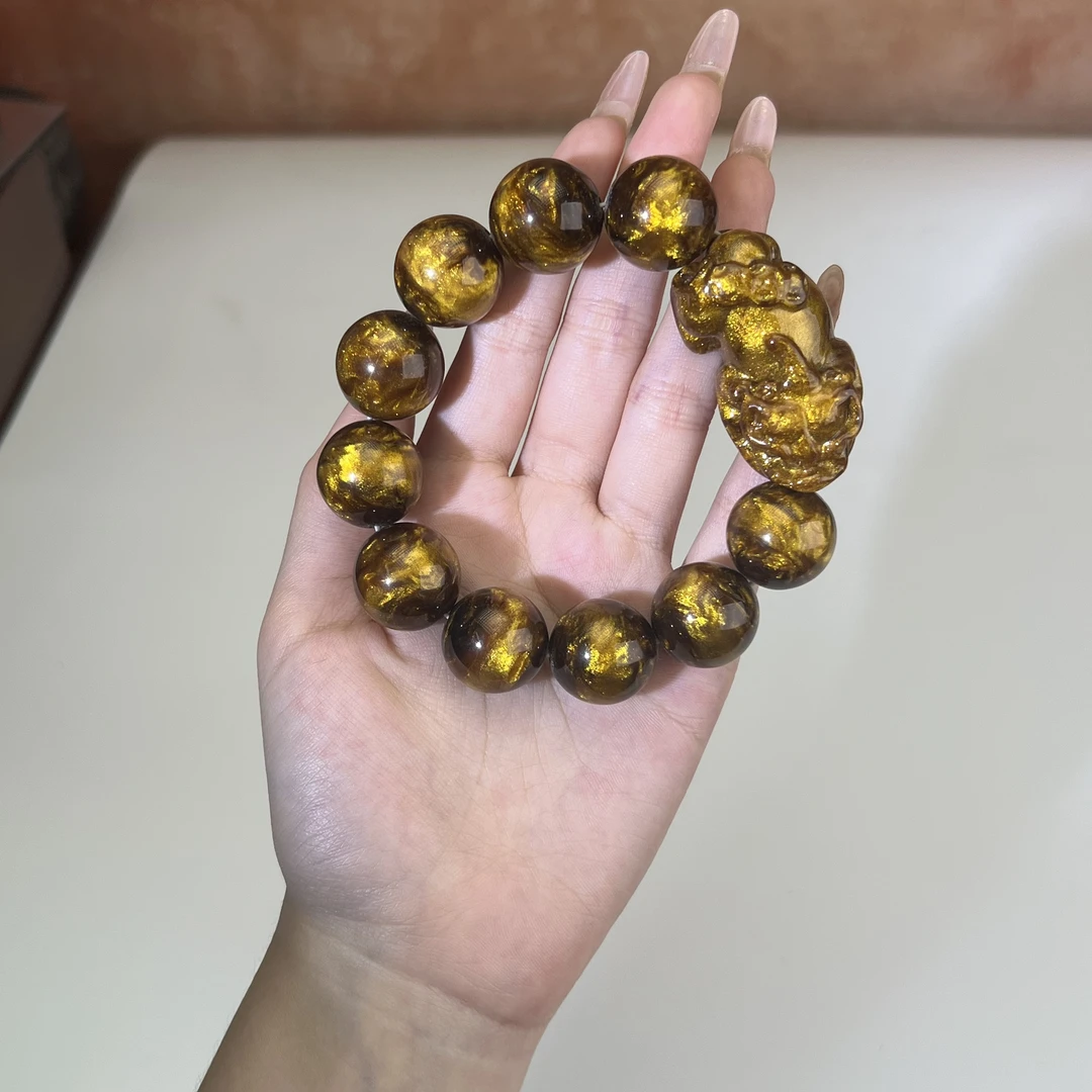 陆 帝王木貔貅金丝手串