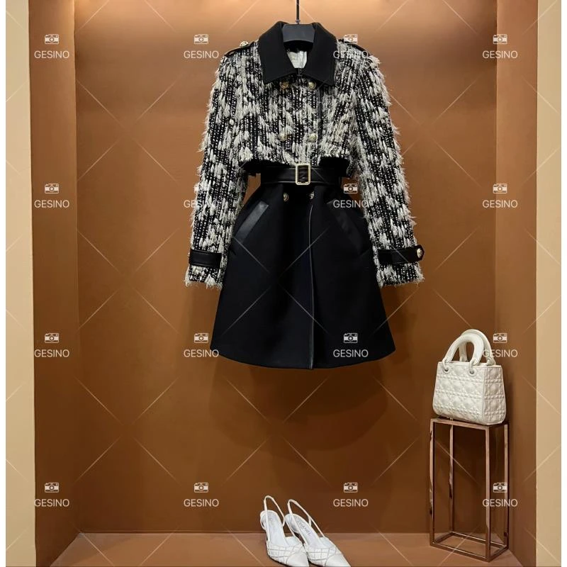 【悠悠】秋冬气质小香风时尚设计师中长款外套 QD-2025209