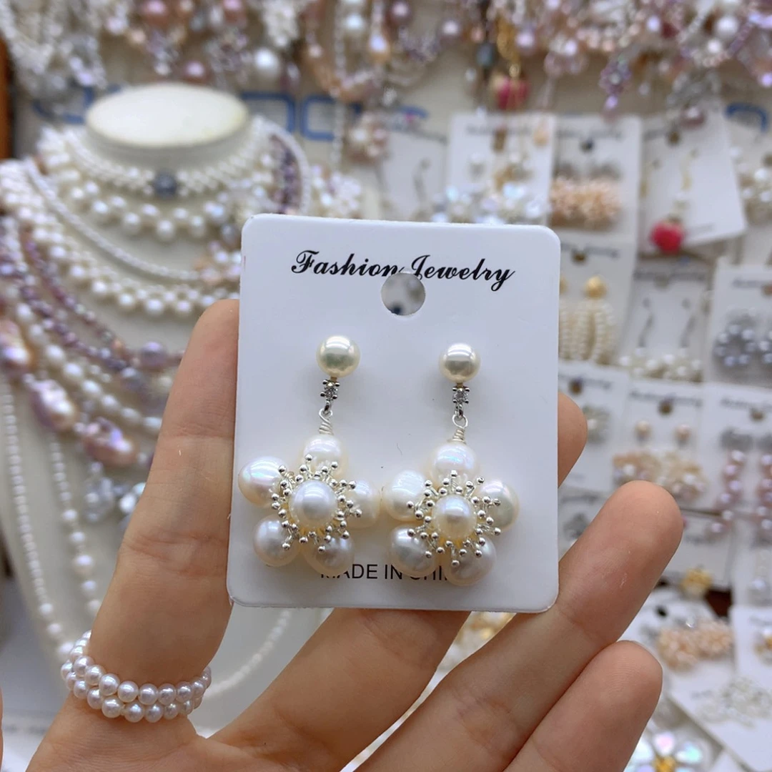 合金淡水珍珠耳饰