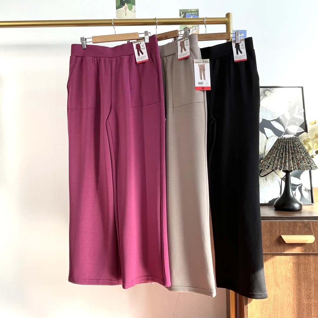 纯色休闲运动空气棉直筒裤大口袋