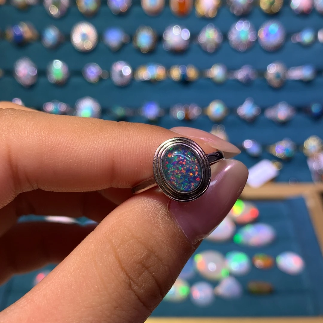 伊***妖欧泊银S925镶嵌戒指款