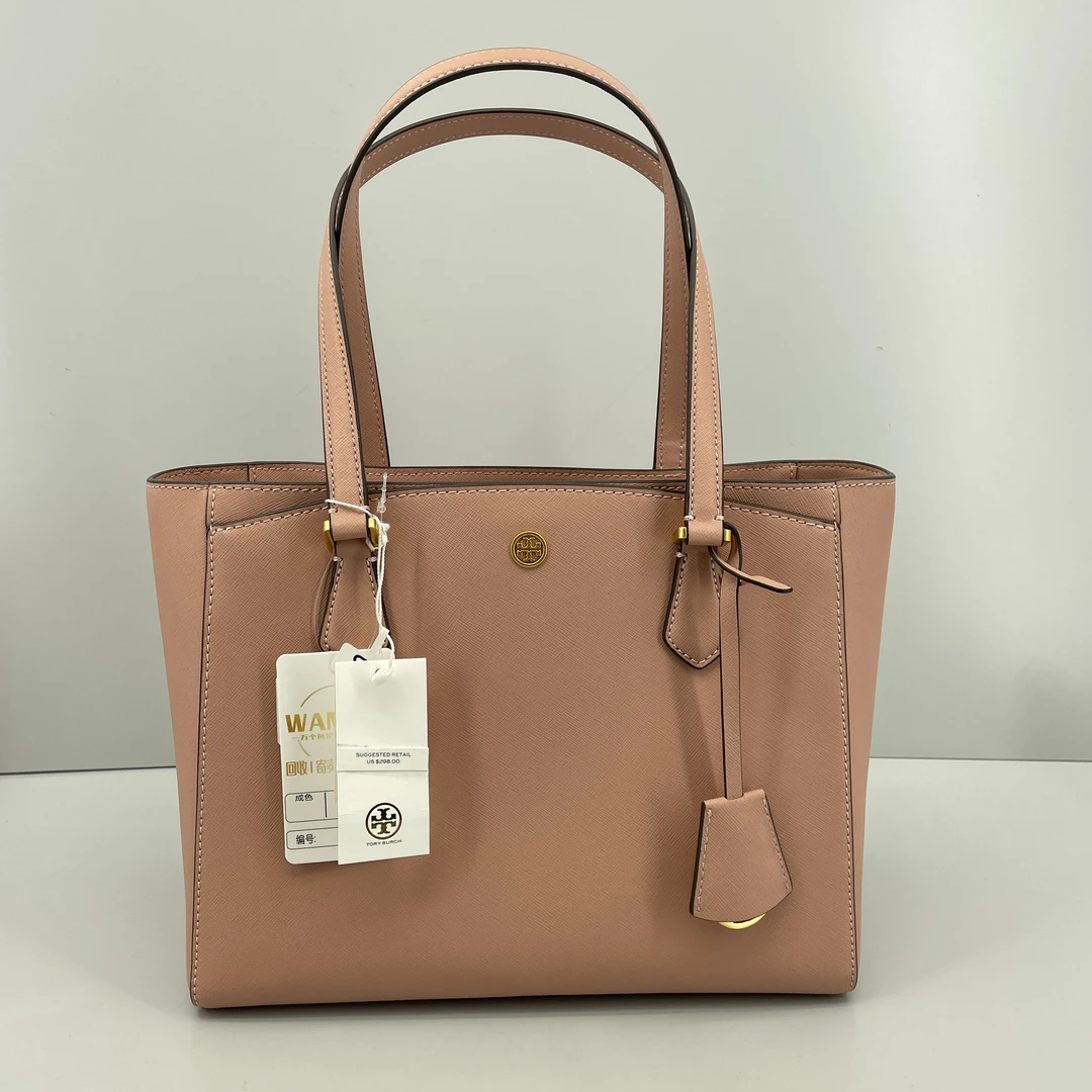 95新 TORY BURCH/汤丽柏琦 Robinson粉色托特包34*22*15cmE051109