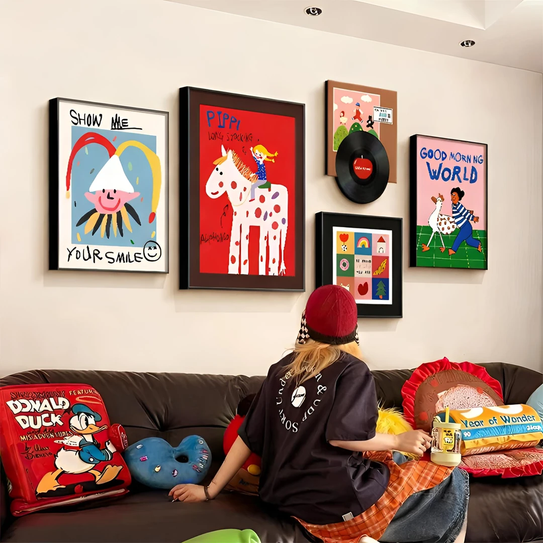 多巴胺客厅奶油风装饰画沙发背景墙挂画小众网红客厅背景墙挂画