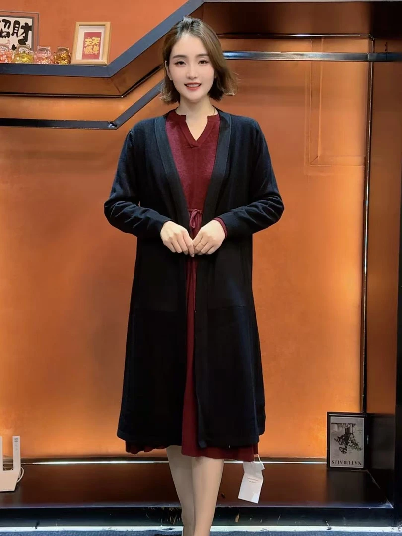 33 黑色秋冬简约百搭氛围感气质大码女装时尚显瘦开衫外套