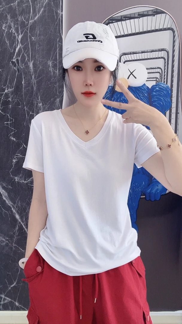 外贸莫代尔棉男女同款情侣T恤半袖