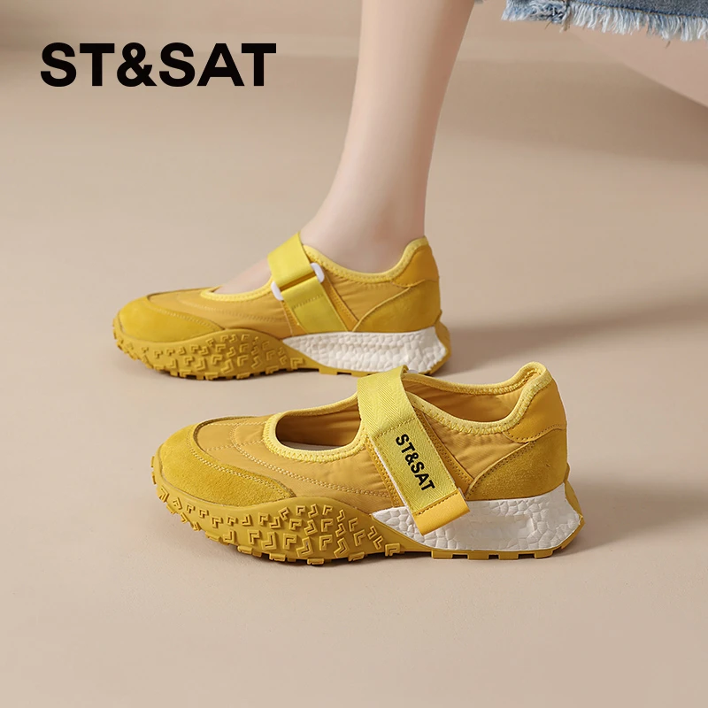星期六夏季玛丽珍鞋2025新款魔术贴时尚运动鞋不累脚厚底软底女鞋
