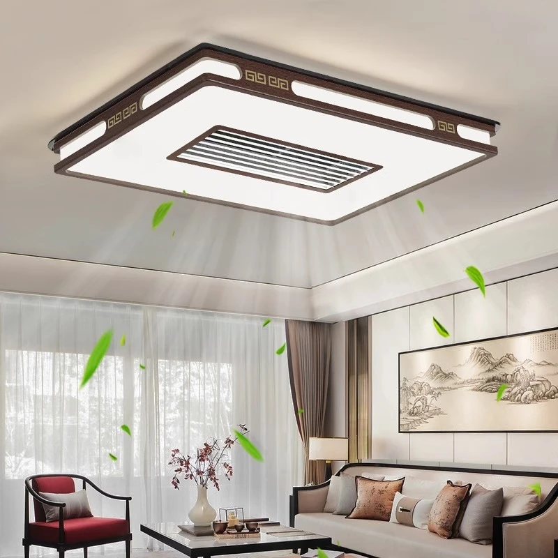 全铜新中式客厅吸顶灯智能隐形无叶风扇灯现代简约餐厅卧室电扇灯