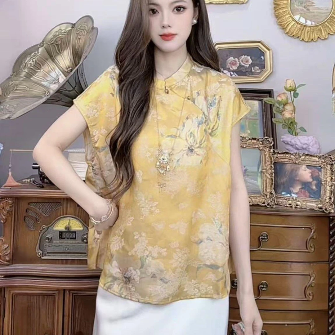 【637】新中式女装富家千金风薄雾提花新中式