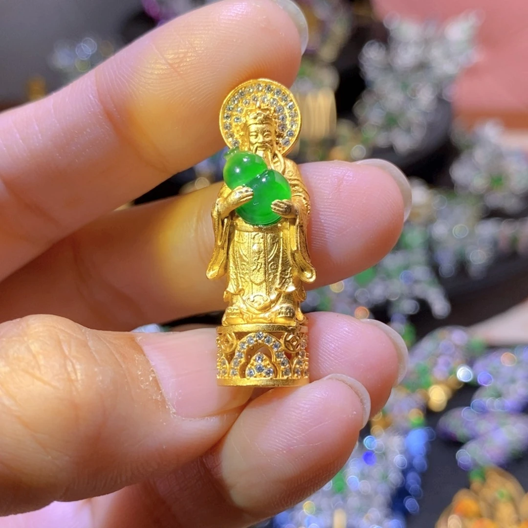 吊坠(不含链)银S925镶嵌翡翠