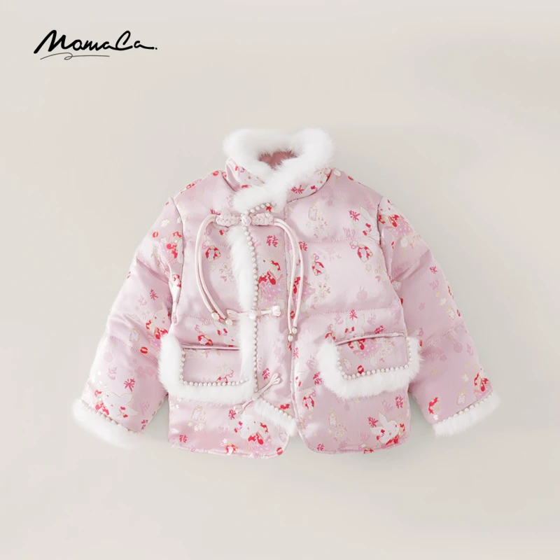 MOMOCO冬季新款女童新中式国风加棉洋气复古外套75830101201