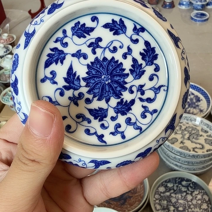 瓷片景德镇青花缠枝莲盖置