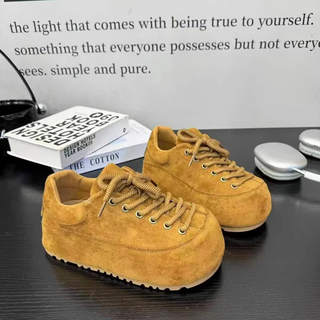 欧货时尚系带卡皮巴拉厚底松糕小个子面包鞋勃肯鞋单鞋休闲鞋女鞋