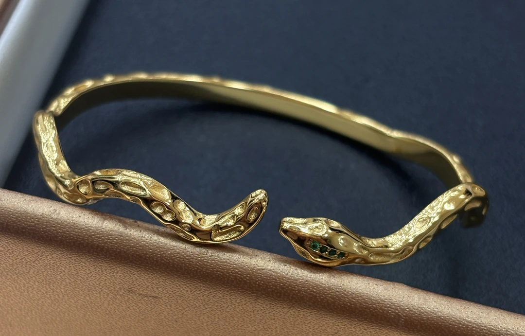 925银手镯 925银 蛇镯 开口