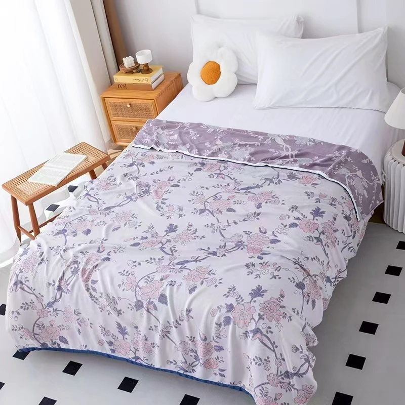 [小尚]1.5x2亲肤透气柔软单人冷感毯-姿色花开