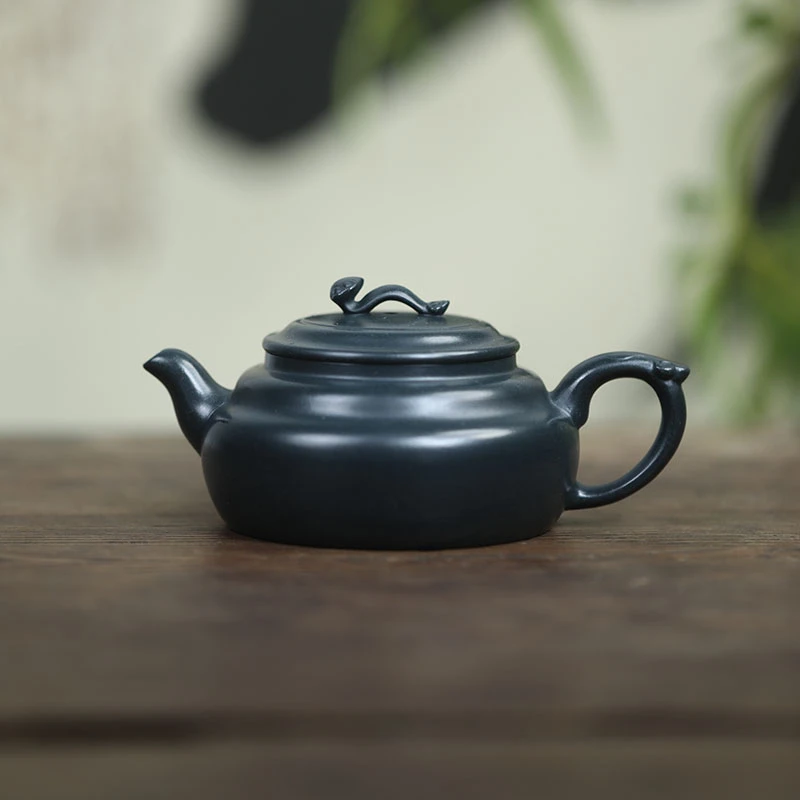 【如意紫菱】原矿九龄君子兰 170cc  手工制作 内推孔 宜兴紫砂壶