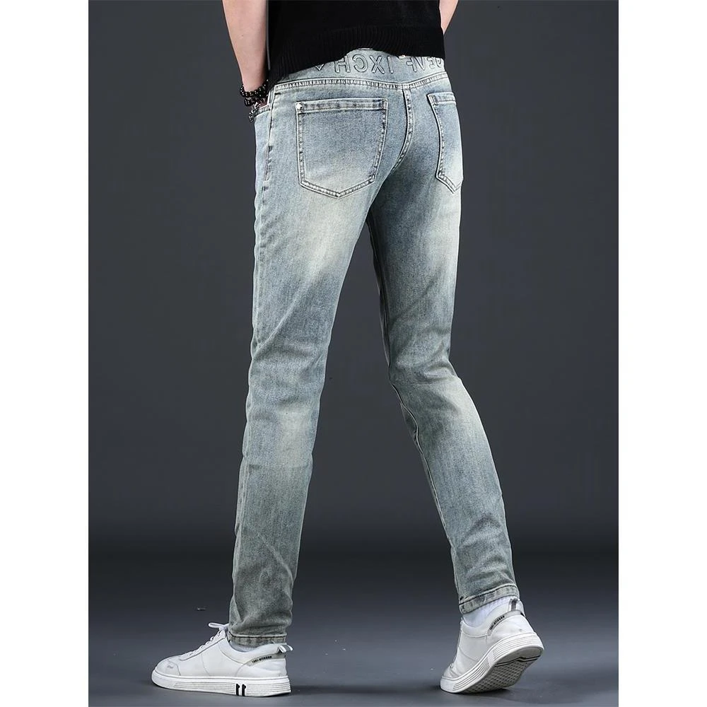 【潮牌】新款男牛仔裤薄款透气裤子男士弹力修身长裤直筒夏季休闲