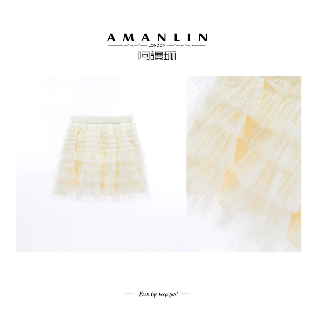 AMANLIN/阿谩琳欧若风百搭气质蛋糕裙显瘦穿搭仙女风A字裙F593568