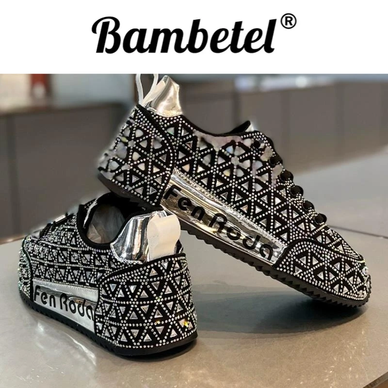 Bambetel男鞋舒适一脚蹬满钻百搭软底小白板鞋轻质休闲男款鞋子