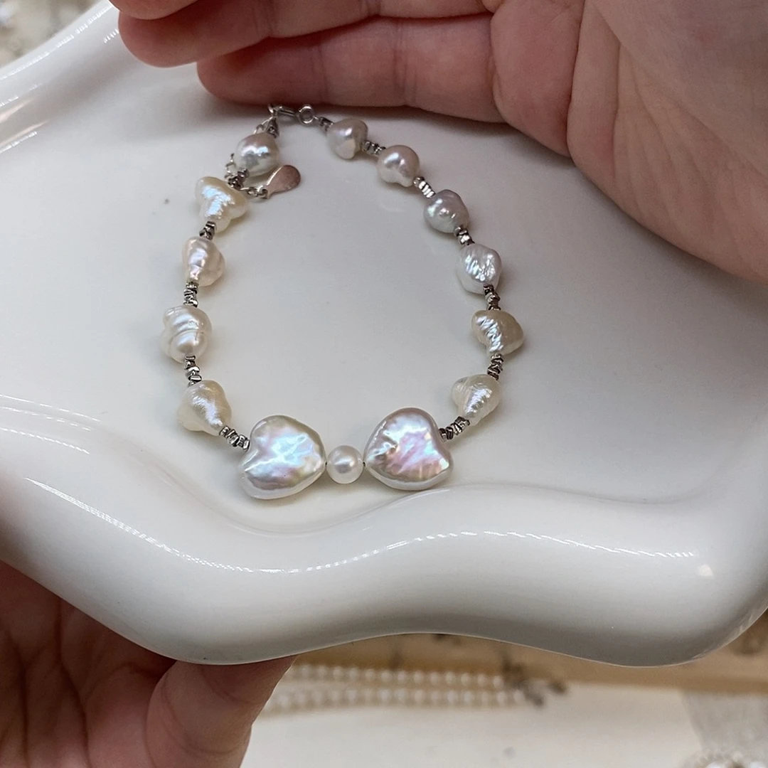 银S925镶嵌淡水珍珠手绳