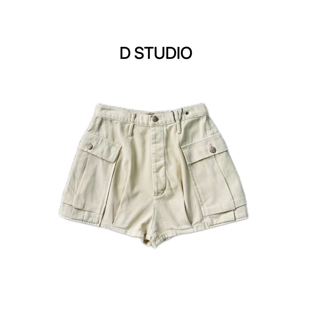 D STUDIO 浅卡其工装短裤 D2644