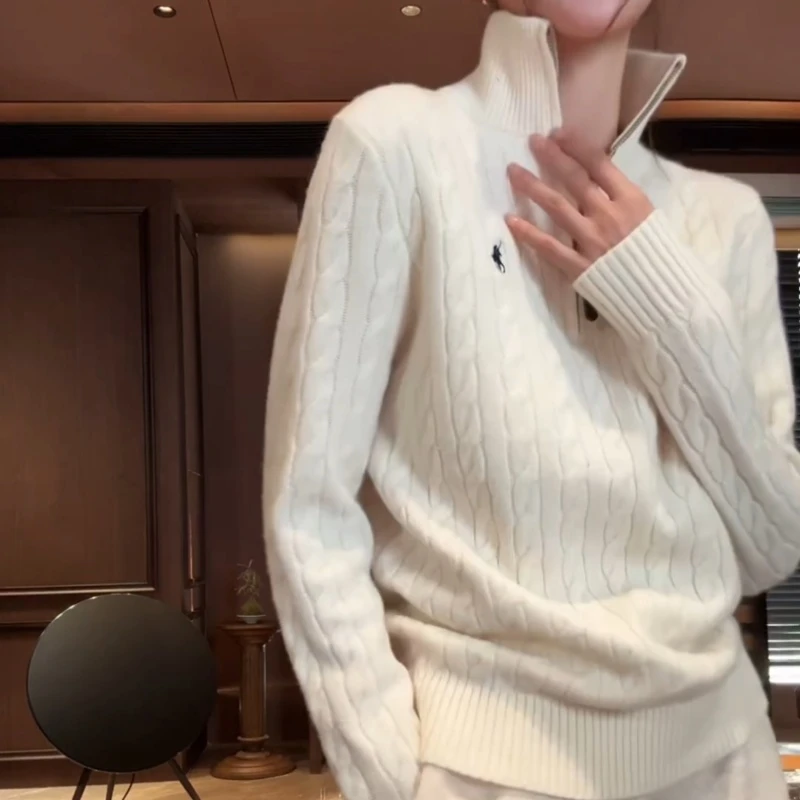 “高领绞花劳伦” 新款高领休闲纯色绞花针织毛衣LK2508831