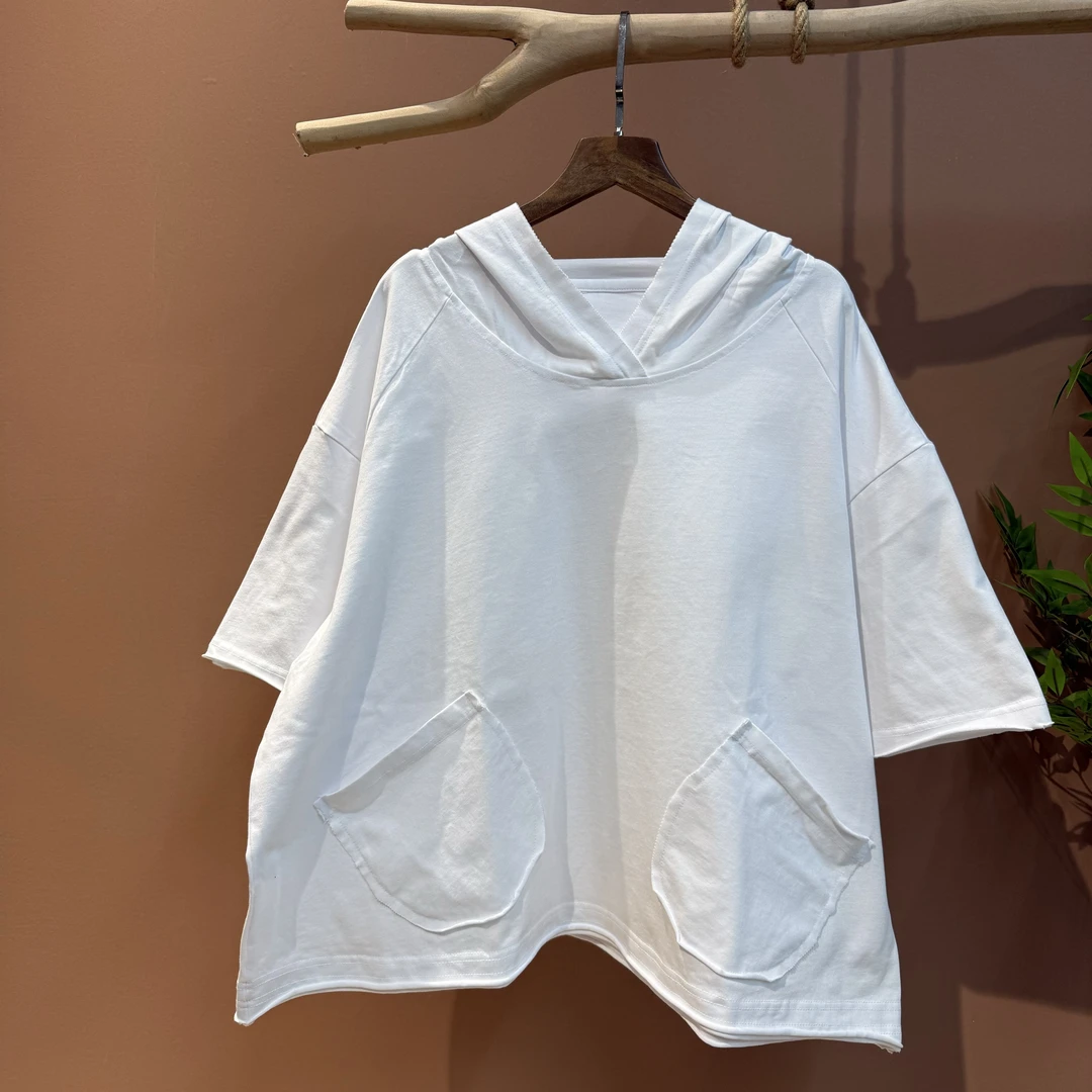 【衣布到味华华】宽松休闲半袖帽衫SH082款