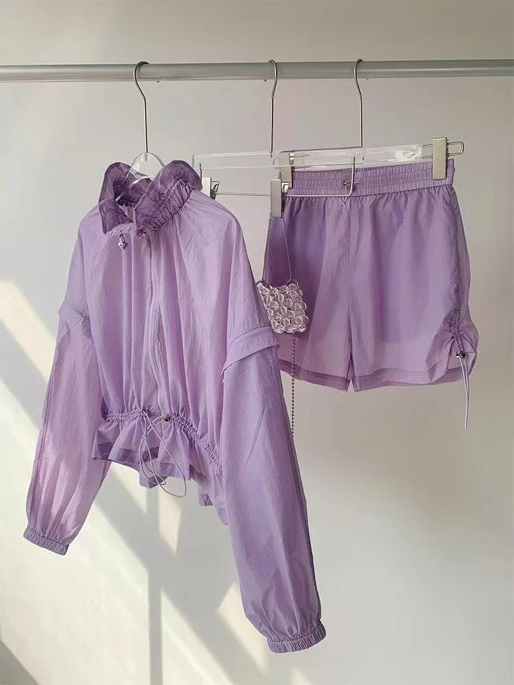 MONIKA VARGA/莫妮卡维卡防晒衣女显瘦外套宽松短裤两件套-6009