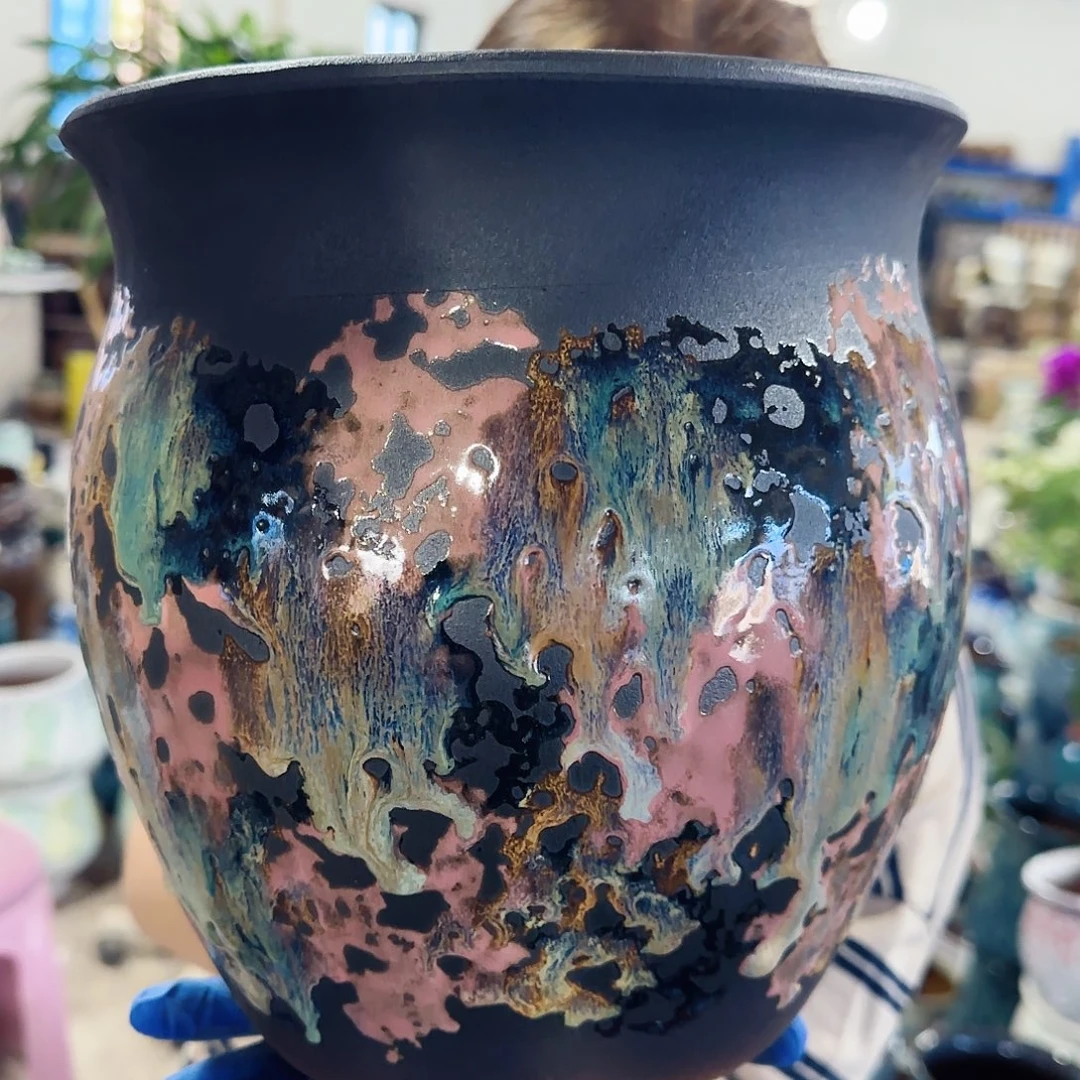 紫砂花盆高23口22