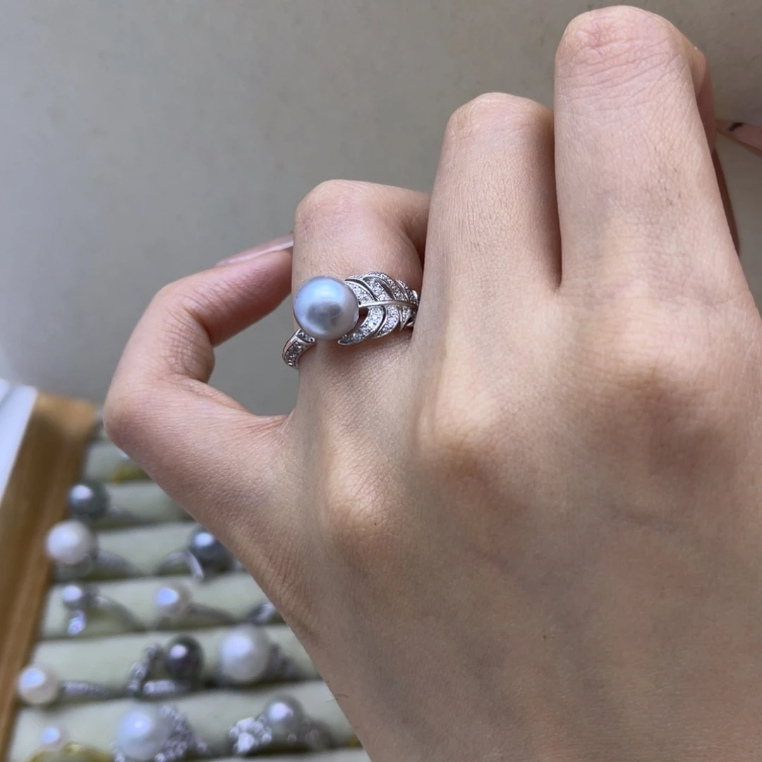 海水珍珠戒指银S925镶嵌