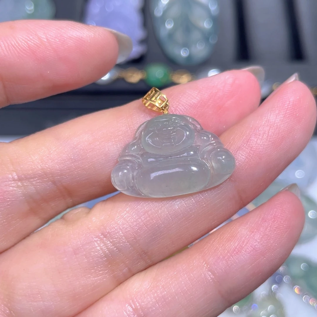 颈饰18K金镶嵌翡翠翡翠