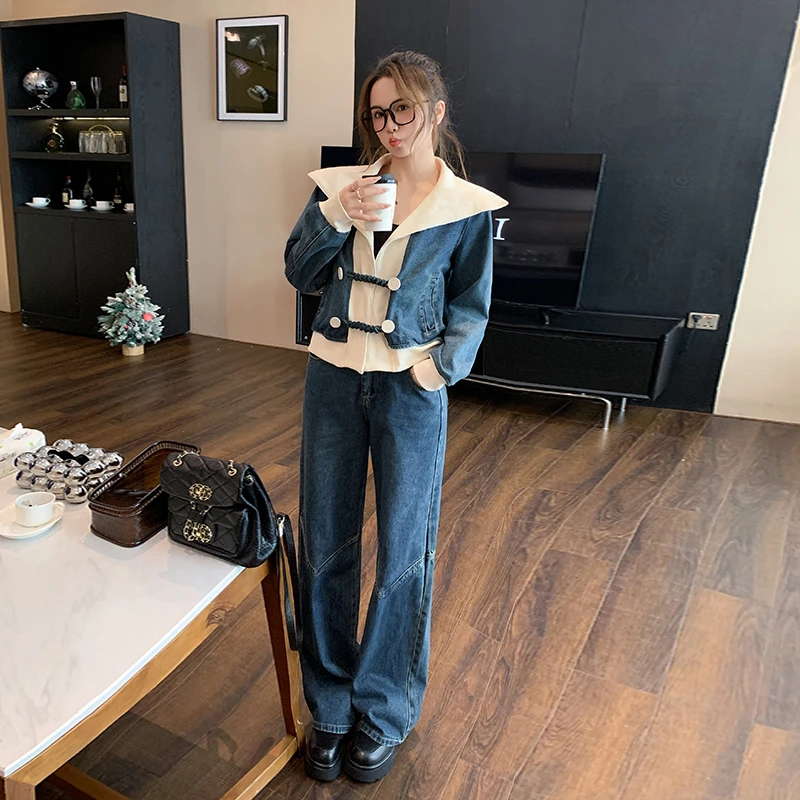 高级感时尚牛仔套装女春秋新款洋气时髦宽松显瘦轻奢高端两件套