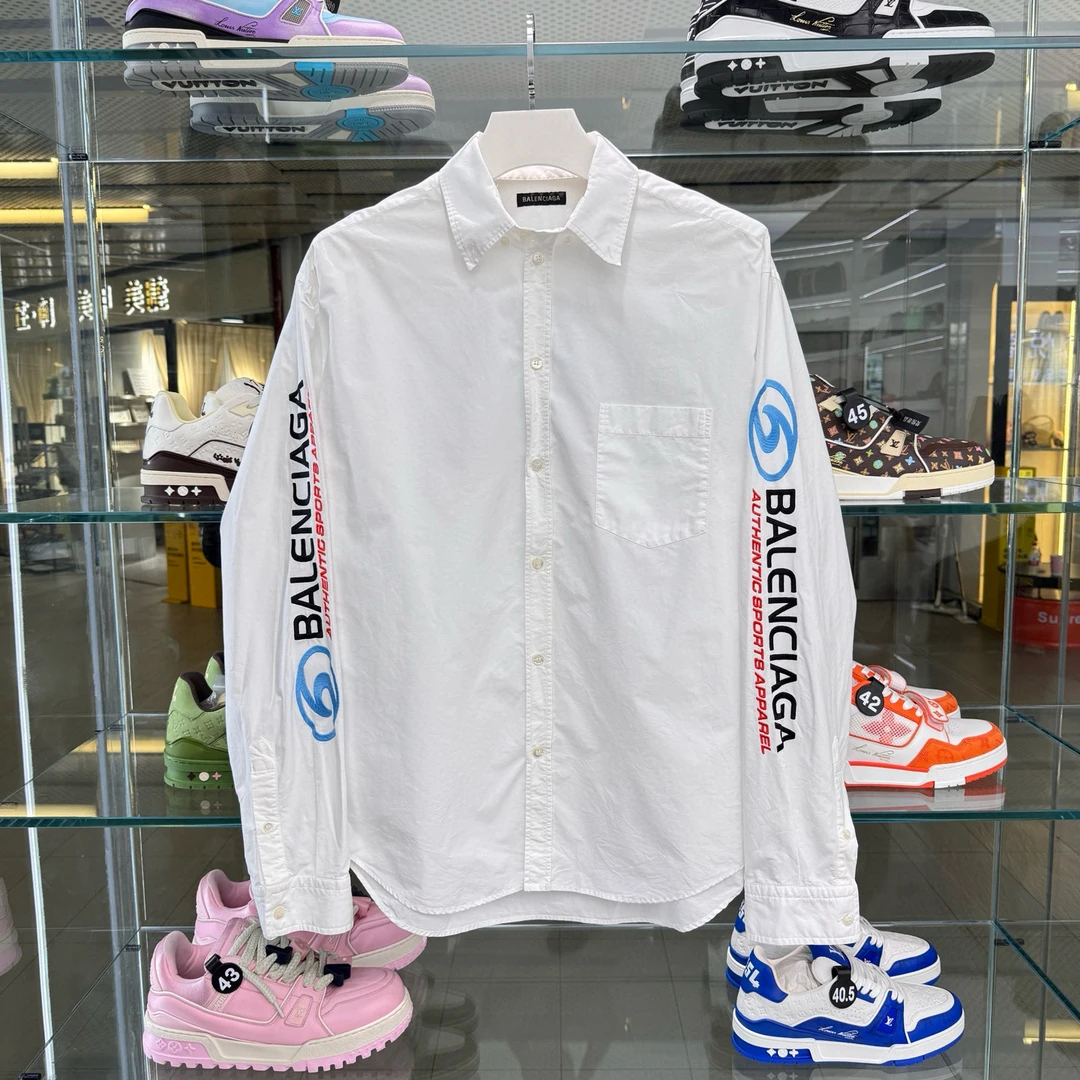 99新 Balenciaga/巴黎世家 24ss 冲浪者刺绣Logo衬衫 38码