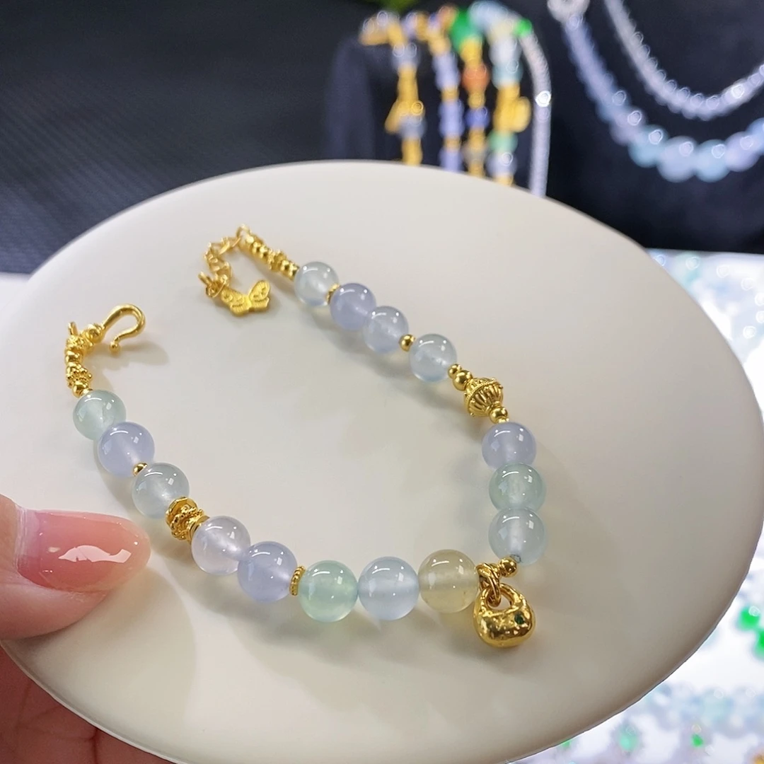 翡翠把件足金镶嵌手链