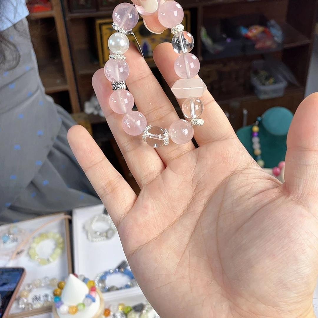 水晶手链银S925镀金镶嵌