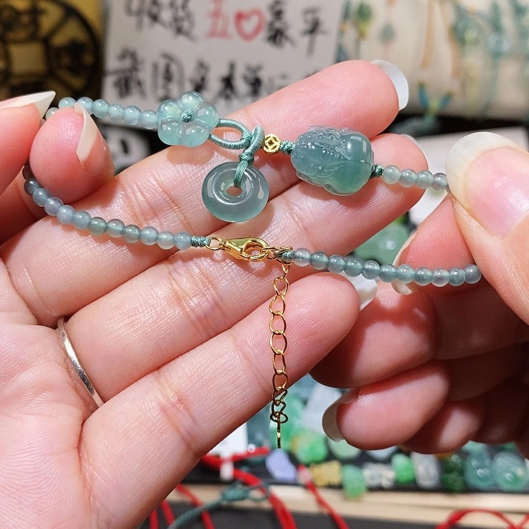 翡翠未镶嵌颈饰貔貅平安扣花花手链16