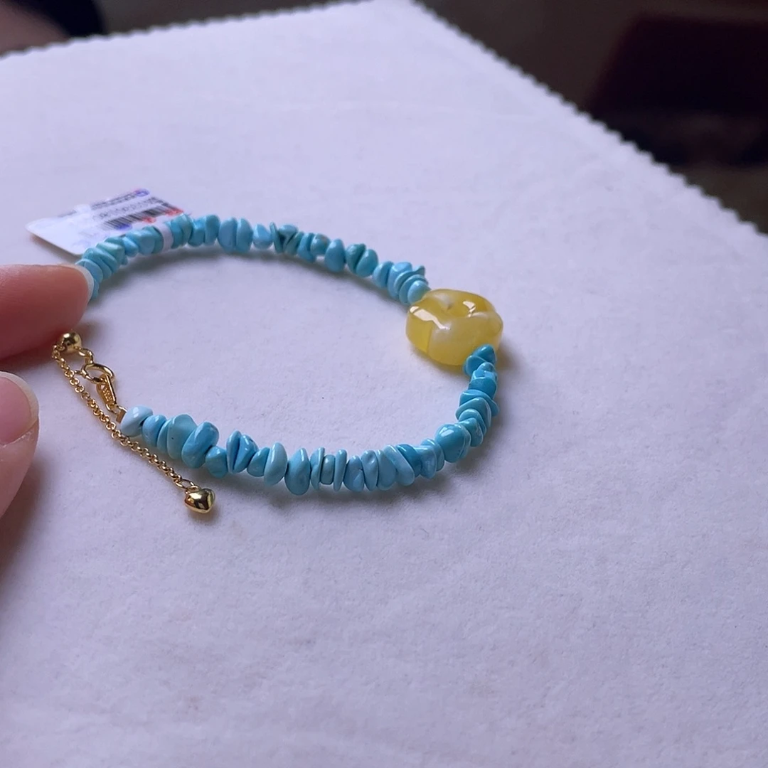 琥珀银S925镶嵌裸石手串