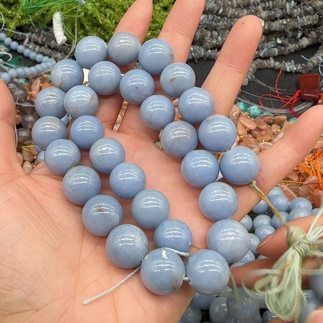 玛瑙/玉髓合金珠宝半成品天使石14mm一条