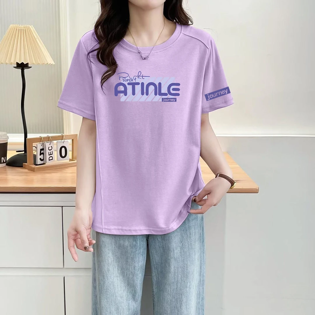 圆领纯棉短袖T恤女夏季时尚新款百搭显瘦洋气ins宽松大码上衣短袖