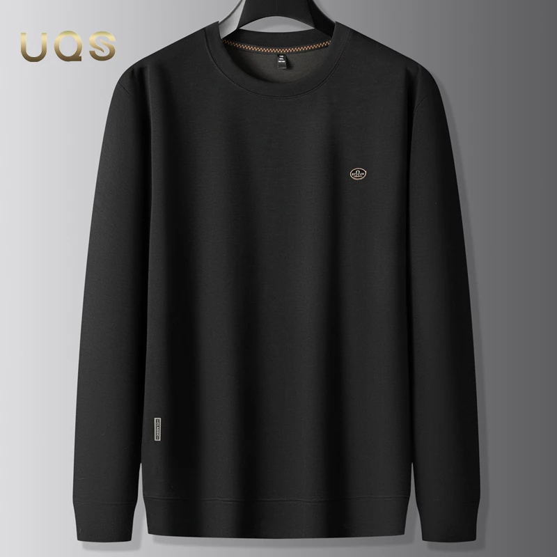 男士简约长袖圆领休闲卫衣日常纯色百搭大码舒适宽松款秋季打底衫