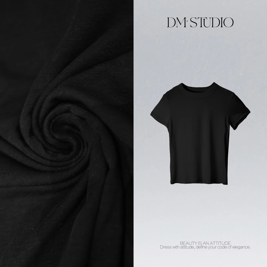 DEDM•STUDIO/纯色极简风气质百搭圆领短袖T恤上衣2506TX/QF1628