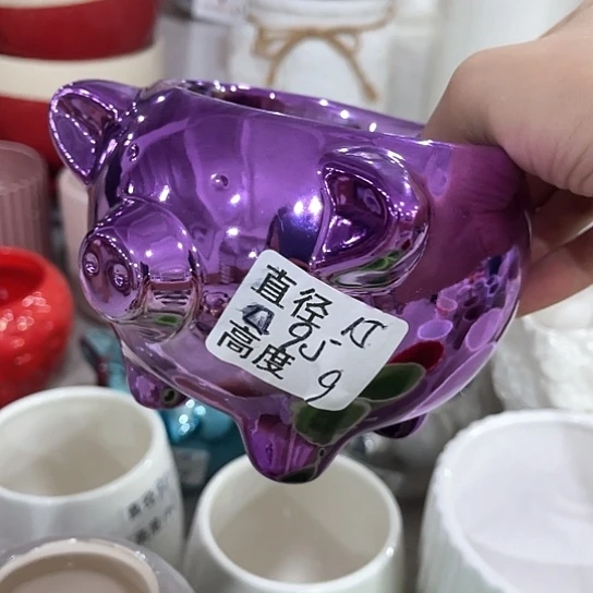 多肉绿植陶瓷花盆9.9包邮，有孔