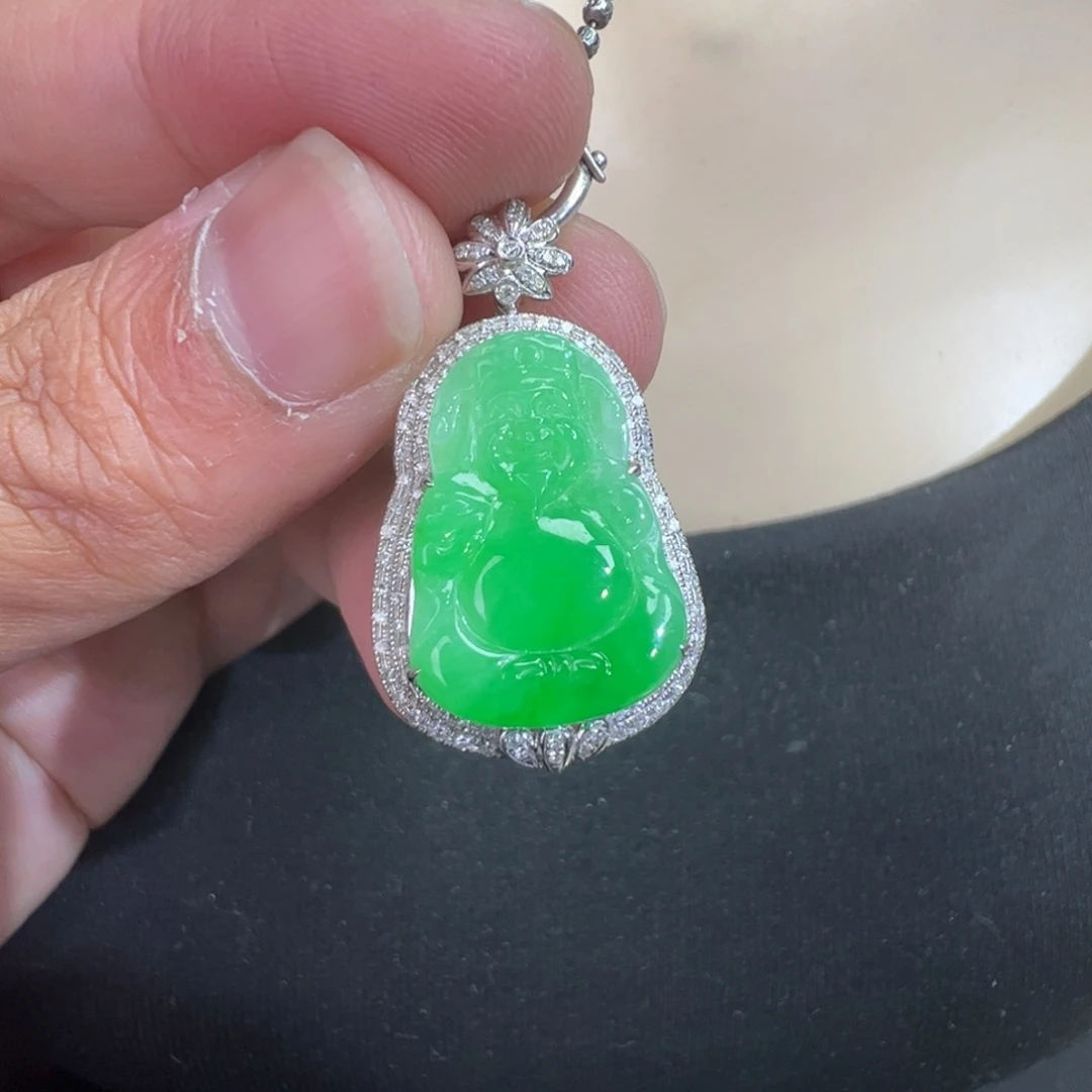 翡翠18K金镶嵌吊坠(不含链)