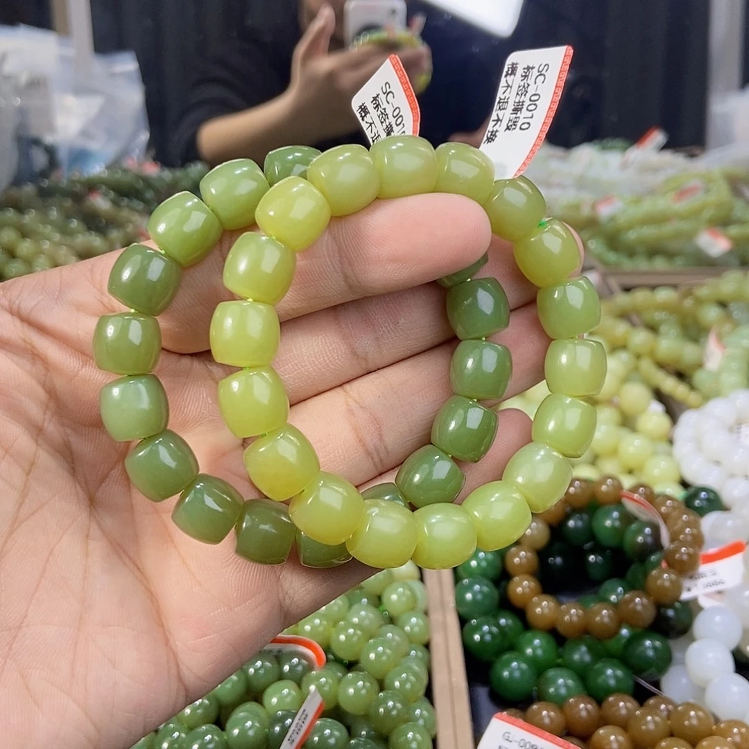 和田玉未镶嵌手串天然卡12若羌黄口多样性拍一发一