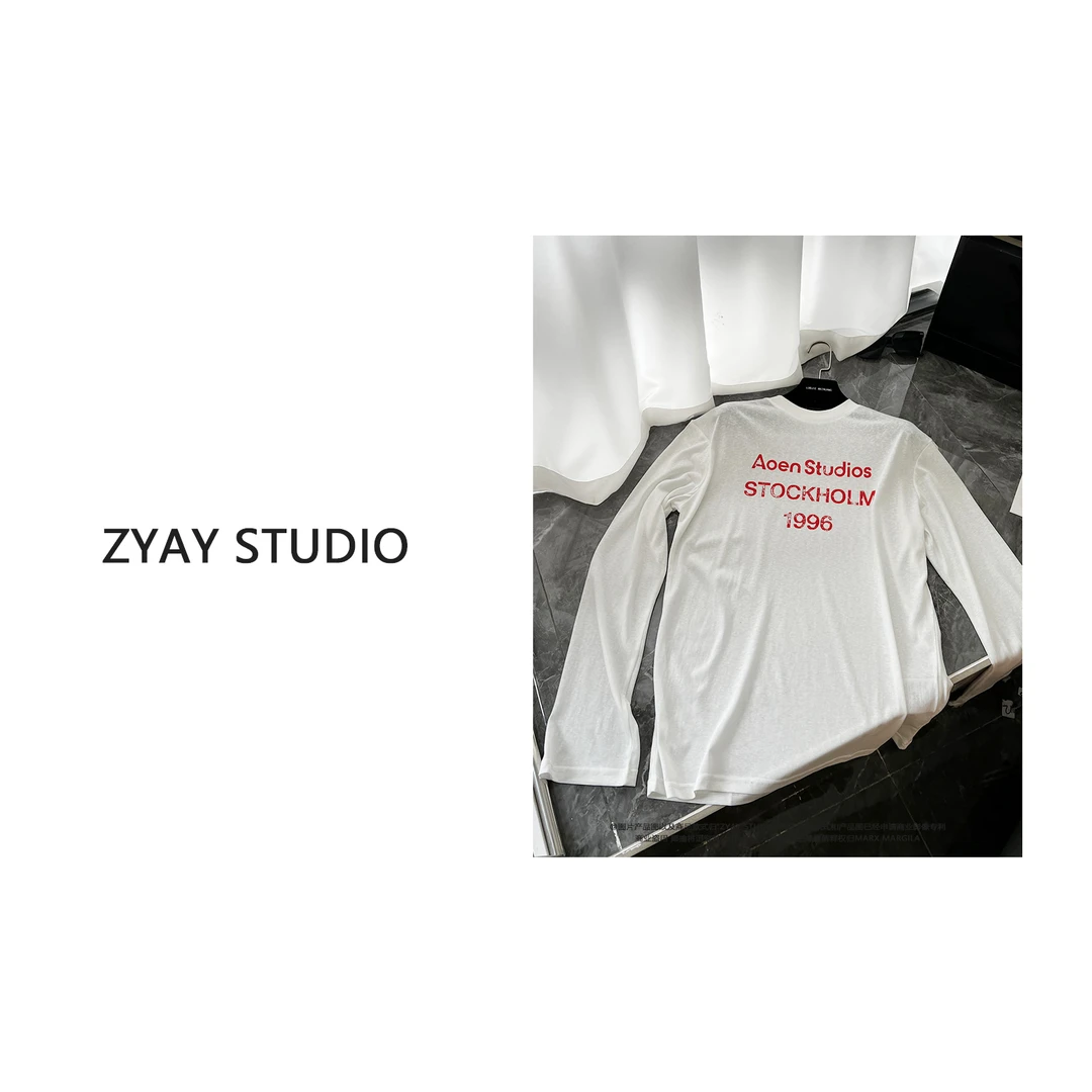 【ZYAY STUDIO】 ac1996南油高品质圆领字母印花长袖T恤女