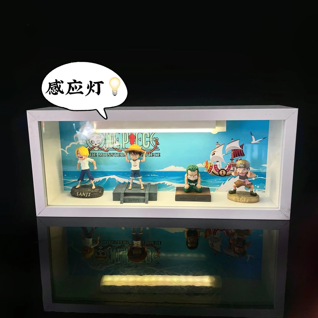 海贼王索隆路飞山治相框场景手办带感应灯动漫潮玩桌面摆件