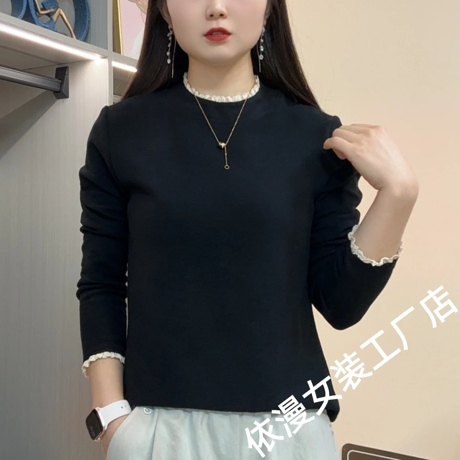 双面绒打底衫秋冬加厚圆领套头圆领长袖显瘦百搭宽松遮肉洋气上衣