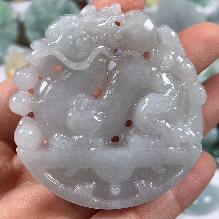 翡翠未镶嵌颈饰仿古龙行天下两面工艺福利