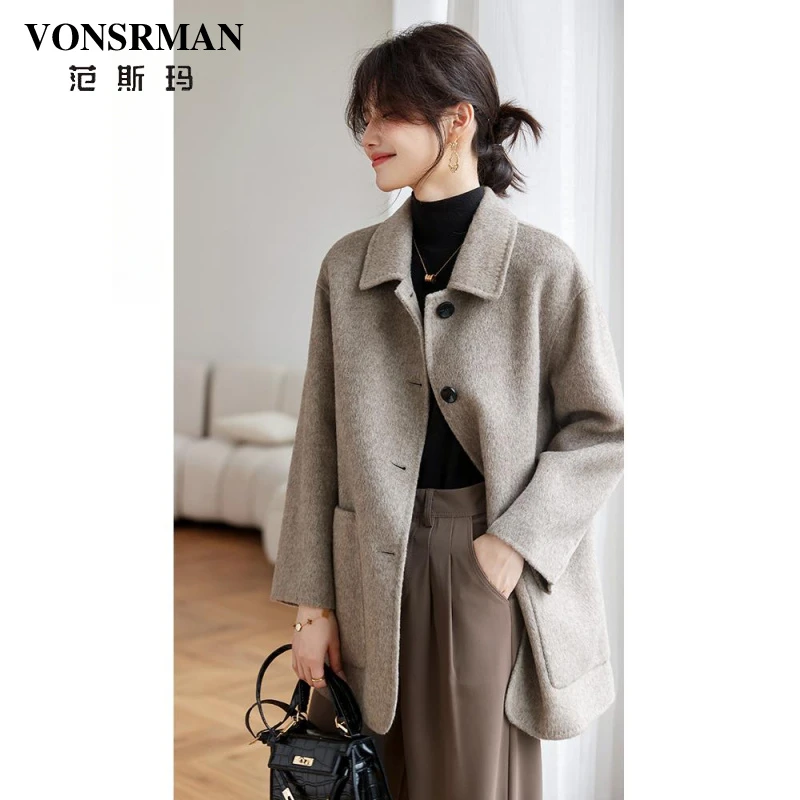 覆时尚双面冬季零羊绒大衣女秋冬新款小个子高端洋气质感毛呢外套