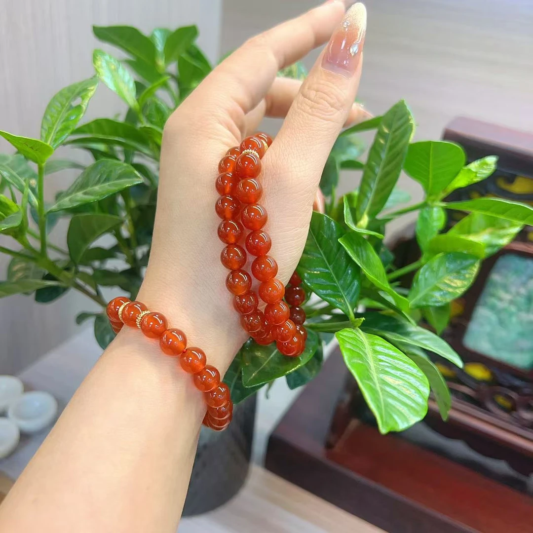 2408112160 HD 红玛瑙圆珠手串 （多样性发其一）